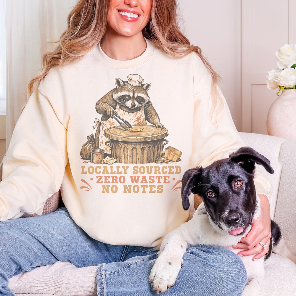 Locally Sourced Zero Waste Raccoon Chef Cooking Sweatshirt